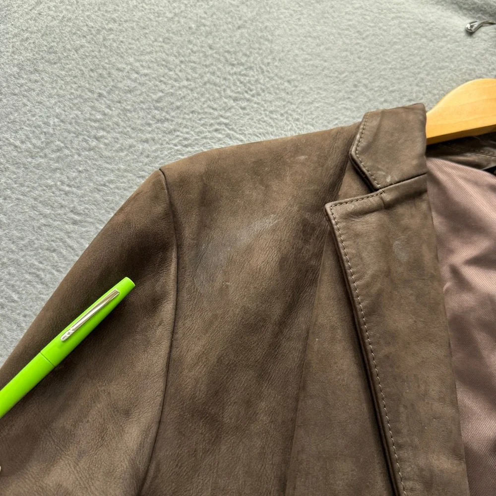Vintage Banana Republic Nubuck Leather Blazer Mens 42R Brown Classic Jacket